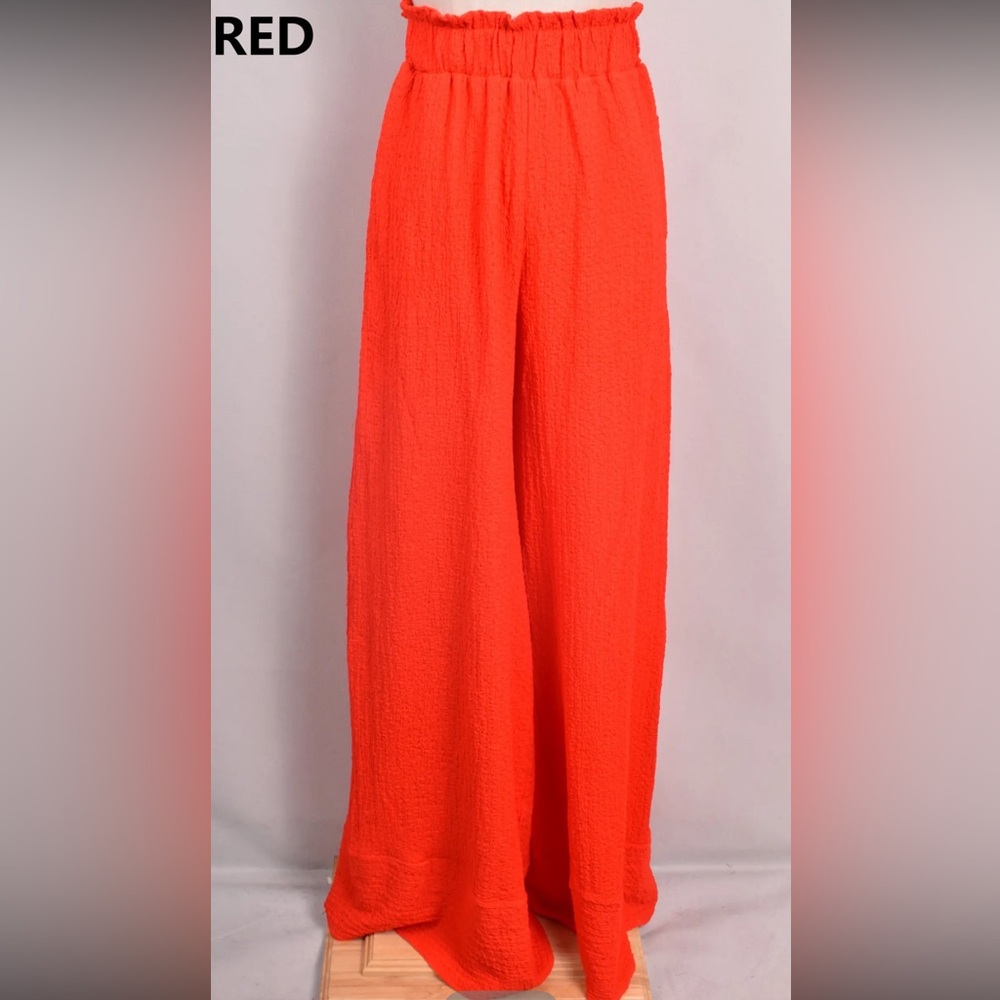 FROM PARIS Women's Red Wide-Leg Pants
